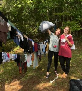 Doing laundry at camp